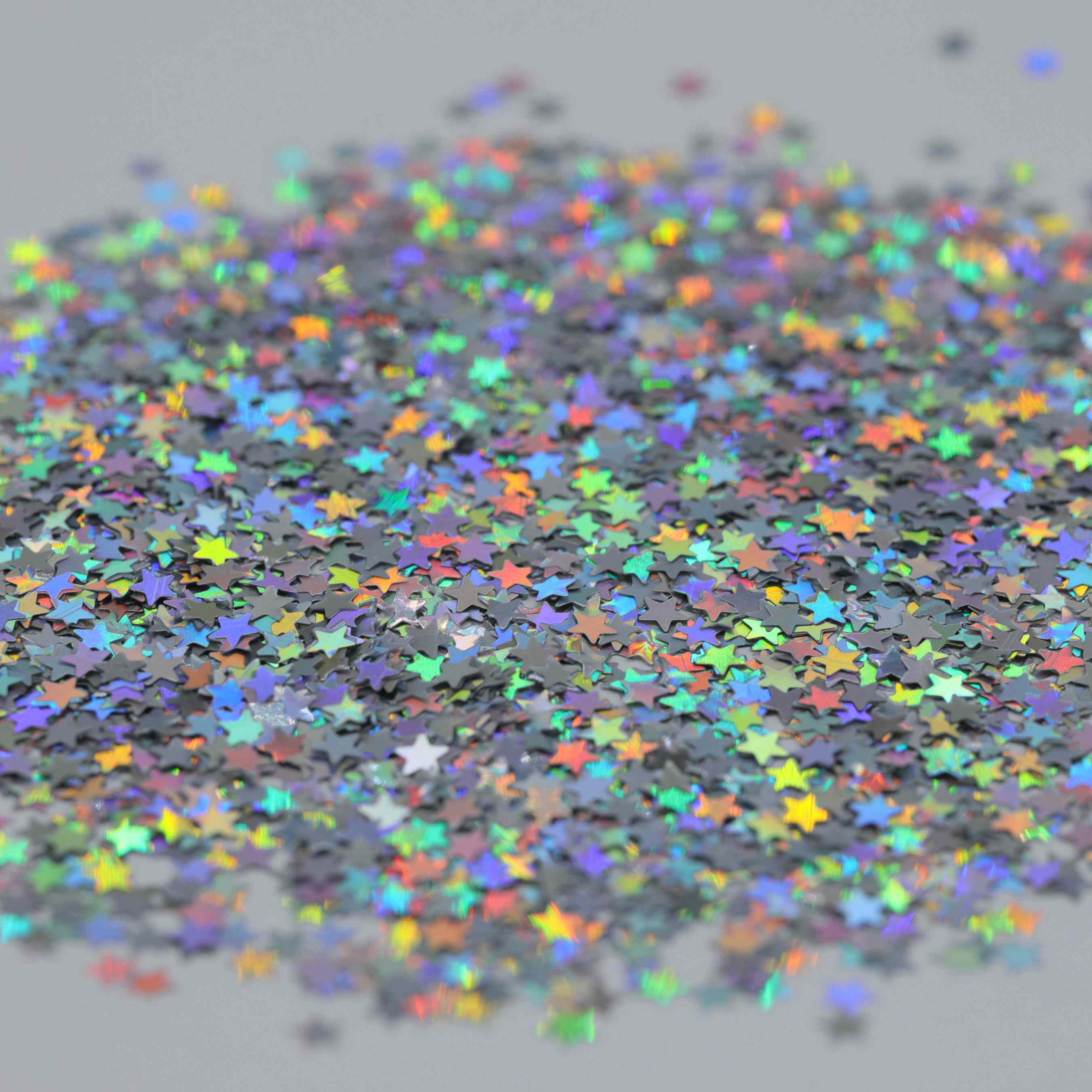Paillettes étoiles argentées holographiques de 3 mm 